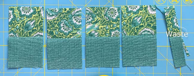 Cut four patches from the stripset Cut four patches from the stripset