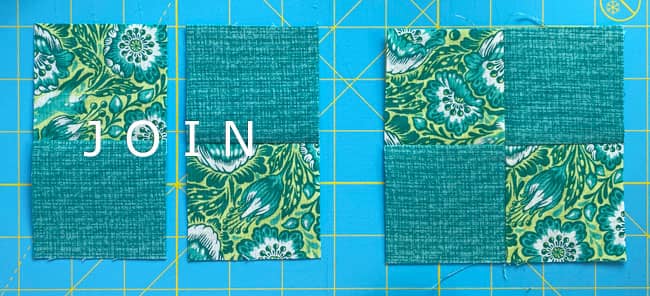 Alternate the patches and sew together Alternate the patches and sew together