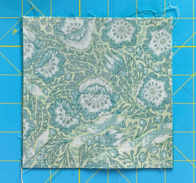 #1 and #2 patches after marking and sewing 1/4" away from both sides of the line #1 and #2 patches after marking and sewing 1/4" away from both sides of the line