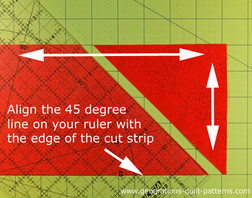 The first cut is at a 45 degree angle