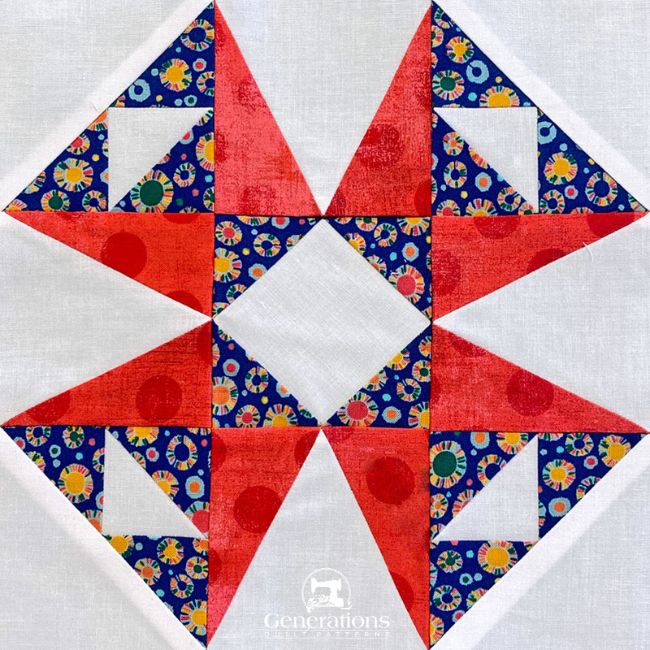 The Panama Star quilt block tutorial in 5 sizes starts here