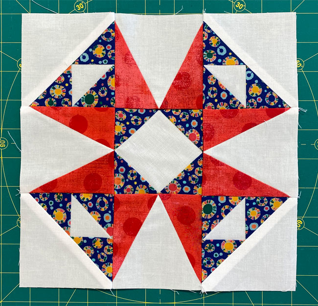 Our finished Panama Star quilt block sample
