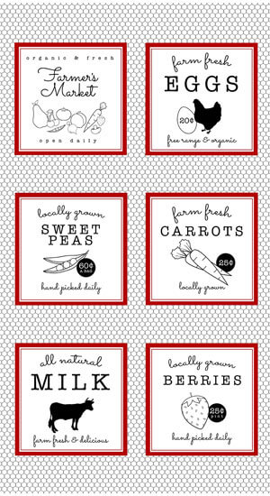 Country Fresh Farm Label Blocks Panel, 23" x 42"