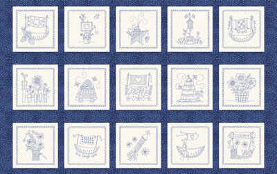 Summertime Blocks Panel, 27" x 42", available in blue or red