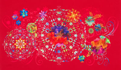 Florence  Panel, 23" x 42", available in red or black background