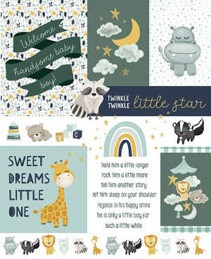 It's a Boy Hunter or Navy Quilt Panel, 35" x 42"<br>Shown in Hunter