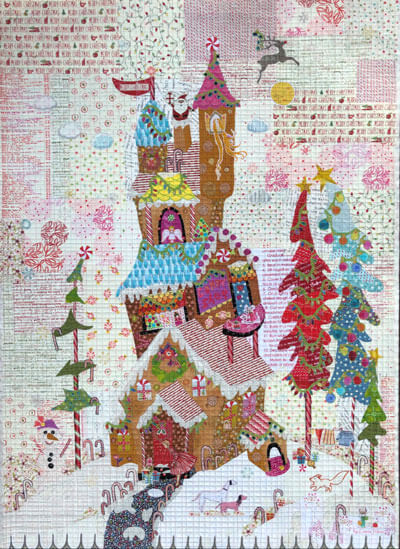 Gingerbread House Collage quilt pattern by Laura Heine