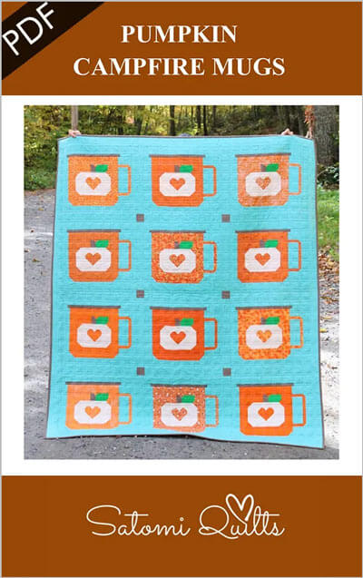 Pumpkin Campfire Mugs quilt pattern by Satomi Quilts