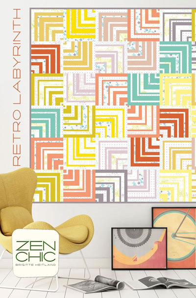 Retro Labyrinth quilt pattern by Zen Chic, 60" square