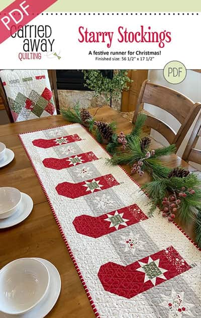 Starry Stocking Table Runner by Carried Away Quilting