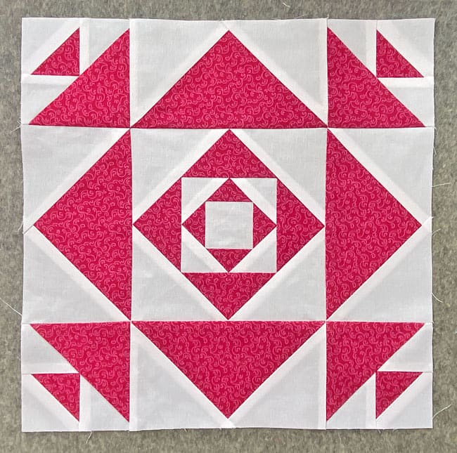 The finished Philadelphia Pavement quilt block after pressing The finished Philadelphia Pavement quilt block after pressing