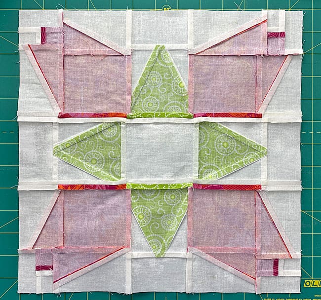 A view of the backside of the Pink Magnolias sample block