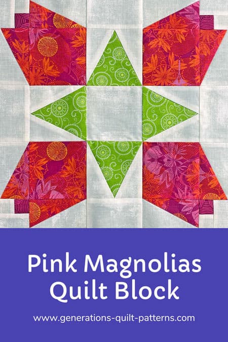 Pin the Pink Magnolias quilt block tutorial for later