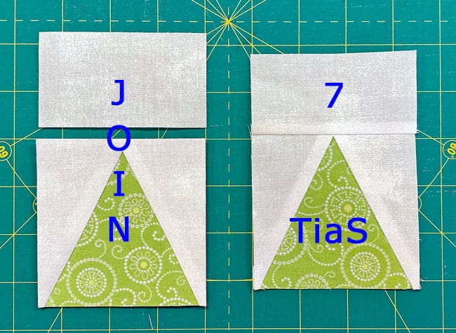 Sew a #4 rectangle to a trimmed TiaS