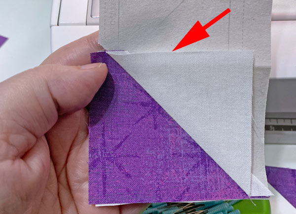 After trmming away the excess #2 fabric