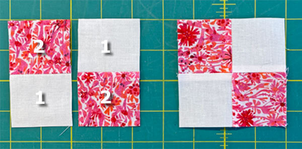 Sew the 4 patches together Sew the 4 patches together