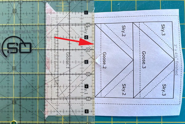 Line up the edge of your ruler with the solid line between the two Sky.1s and Goose.2 Line up the edge of your ruler with the solid line between the two Sky.1s and Goose.2