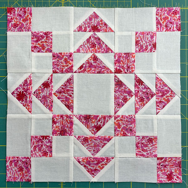 The rows are sewn together to complete the Priscilla's Dream quilt block The rows are sewn together to complete the Priscilla's Dream quilt block