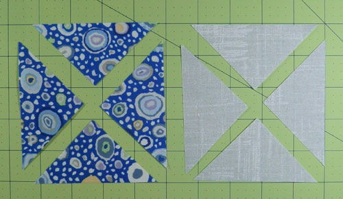 Cut squares twice on the diagonal