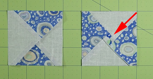 Quarter square triangle blocks from the back side