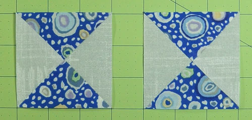 Finished quarter square triangle blocks