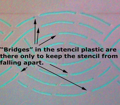 Quilting stencil with bridges