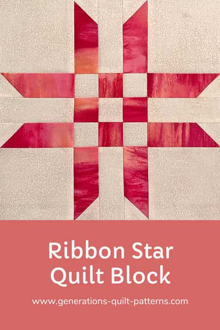 Pin this Ribbon Star quilt block tutorial