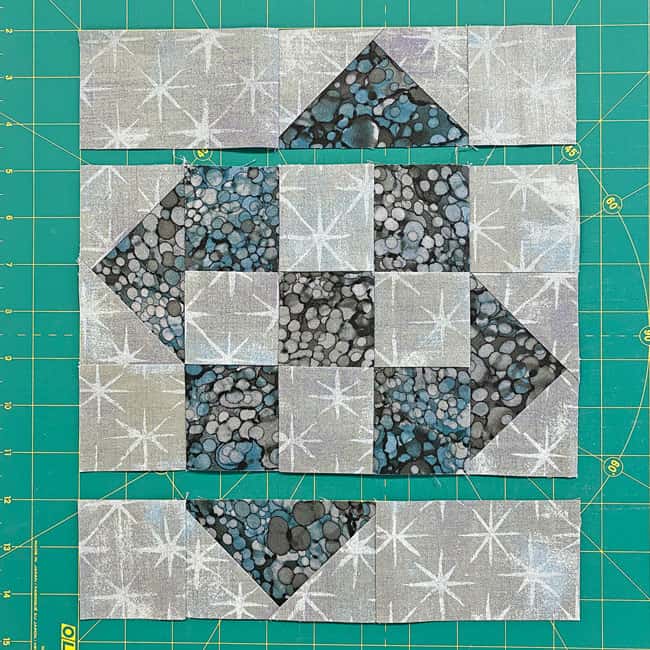 After sewing the units into rows After sewing the units into rows