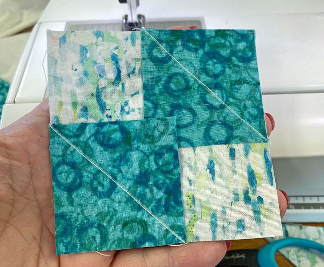 After sewing the two corner squares After sewing the two corner squares