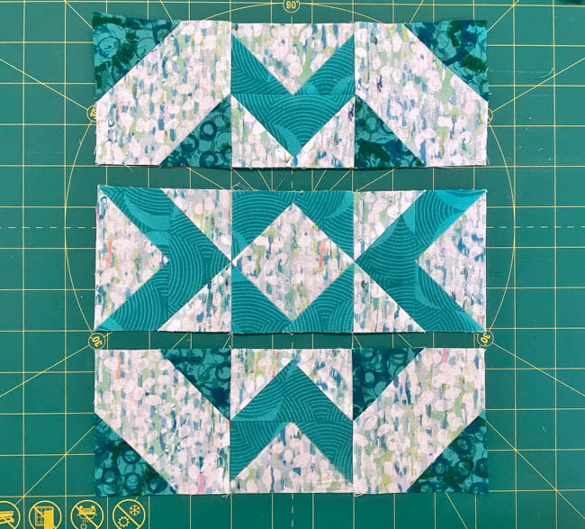 After sewing the units into rows After sewing the units into rows