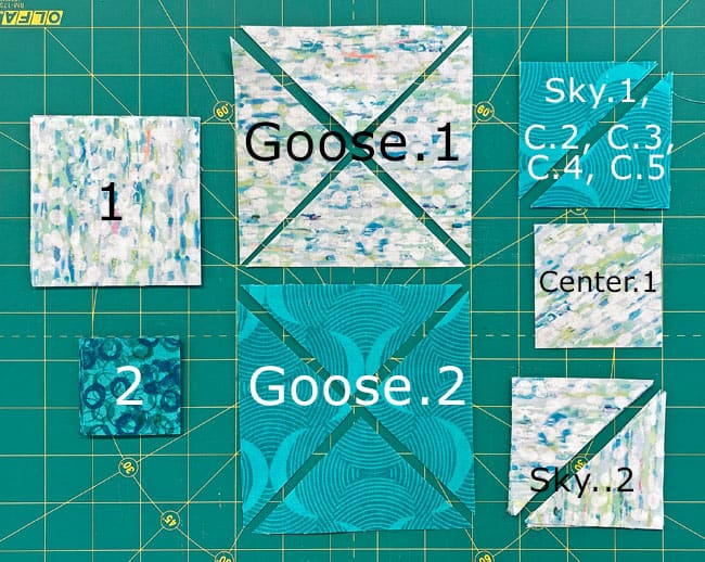 All the subcut patches for a Salem quilt block All the subcut patches for a Salem quilt block