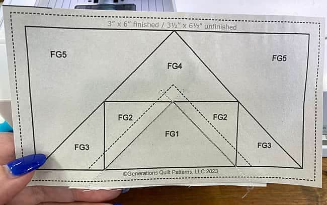 From the pattern side after sewing the FG2 you can see the length of our seams