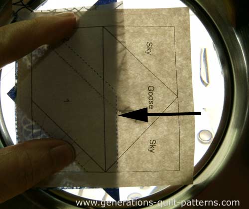 Position the Goose using the placement lines Position the Goose using the placement lines