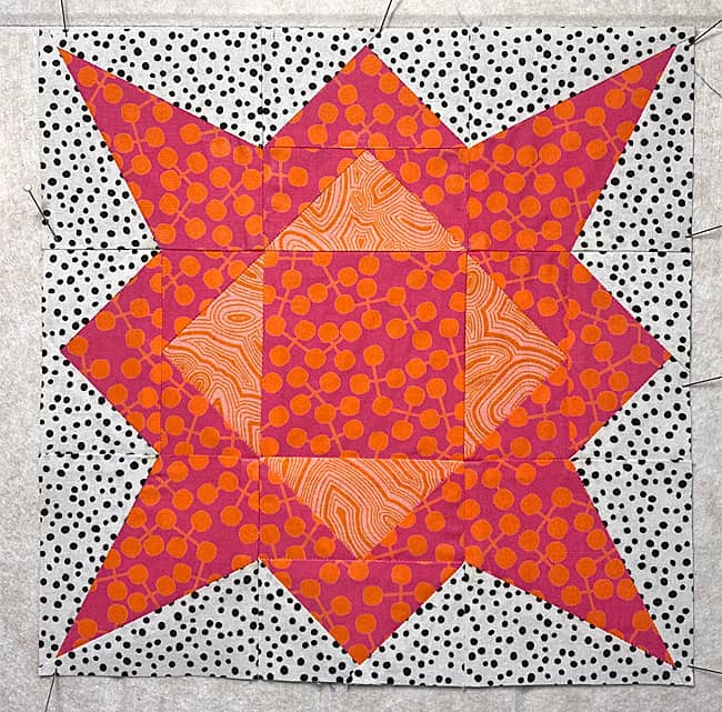 The finished Shaded Compass quilt block The finished Shaded Compass quilt block