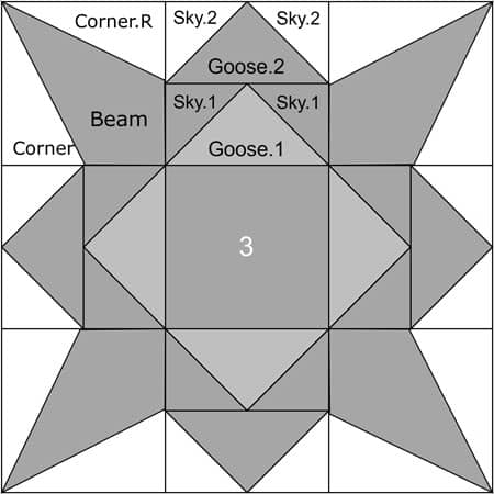 Shaded Compass quilt block design