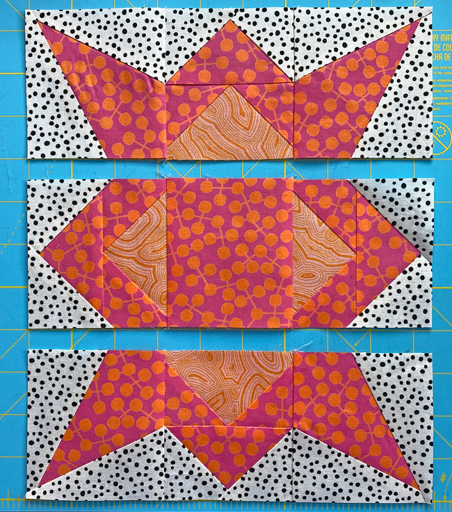 Sew the units into rows Sew the units into rows