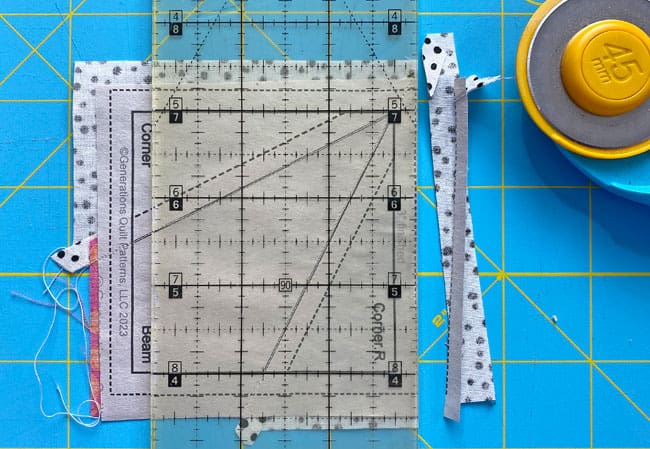 Trim away the excess fabric from each side of each Corner Beam Trim away the excess fabric from each side of each Corner Beam