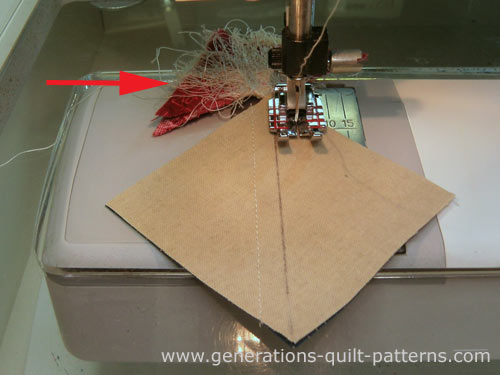 Stitch on both sides of the drawn line Stitch on both sides of the drawn line