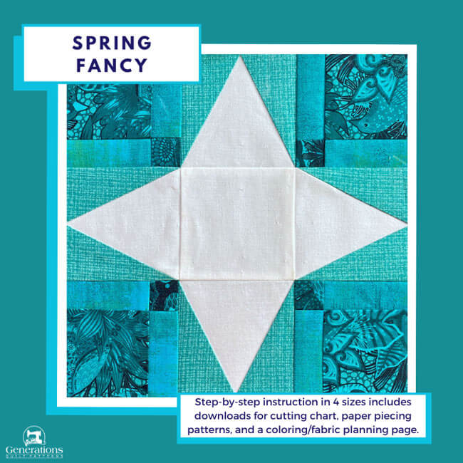 "Spring Fancy" is a Free Spring Quilt Block Pattern designed by Julie from Generations Quilt Patterns!