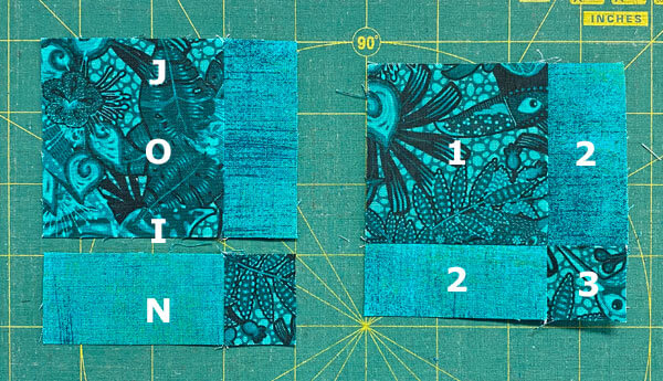 Sew the rows together to form the Corner Sew the rows together to form the Corner