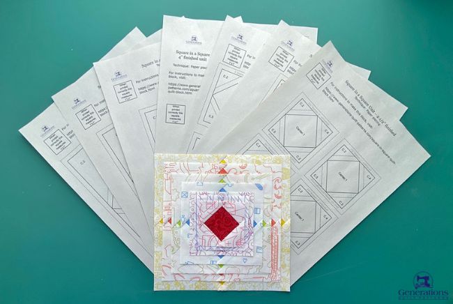 Seven sizes of Square in Square quilt block