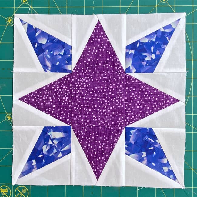 Our finished sample Starburst quilt block Our finished sample Starburst quilt block