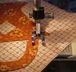 Stitching the outer basket handle Stitching the outer basket handle