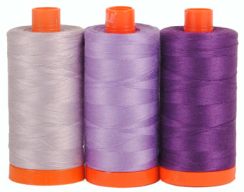 Amalfi Purple Aurifil Thread Box, includes #2520, #2545, #2562