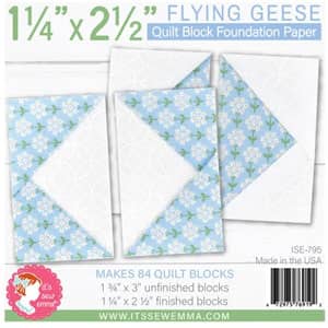 Pre-printed 1&#188;" x 2&#189;" Flying Geese Quilt Block Foundation Paper