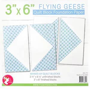 Pre-printed 3" x 6" Flying Geese Quilt Block Foundation Paper