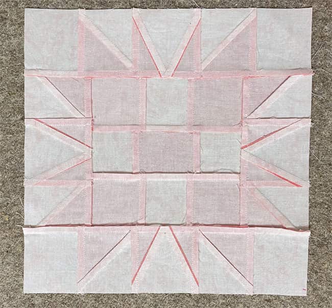 A peek at our sample block from the back side