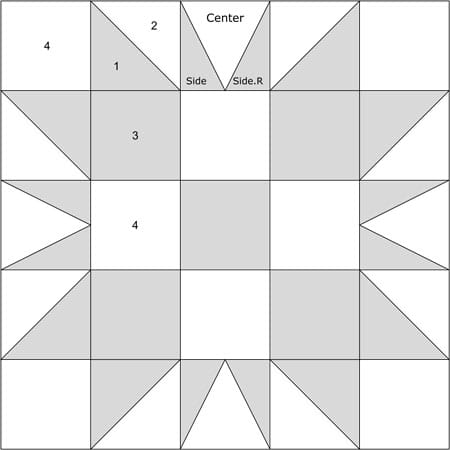 Triangle Puzzle quilt block drawing