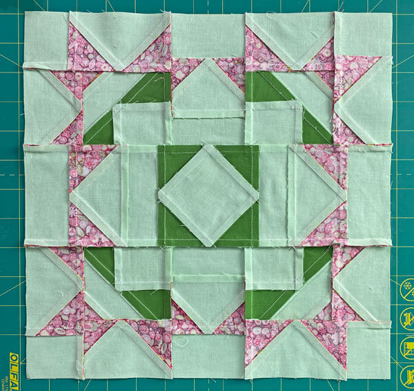 The back of the sample Tulips quilt block The back of the sample Tulips quilt block