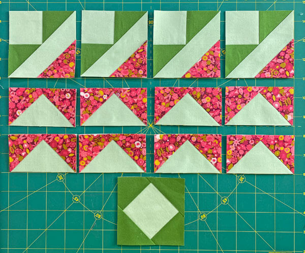 All the paper pieced units after removing the paper All the paper pieced units after removing the paper